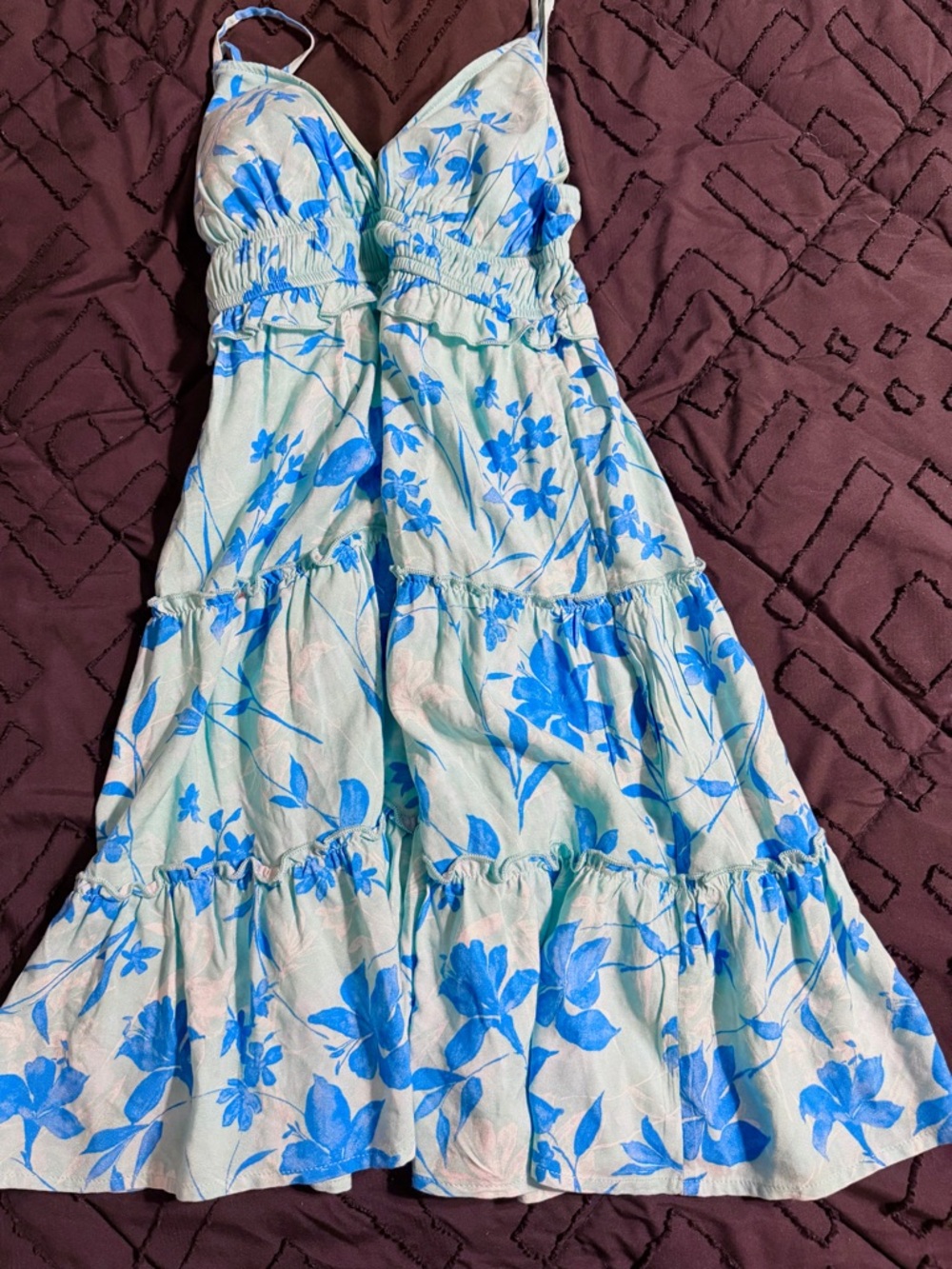 No Boundaries Light Blue Floral Midi Dress